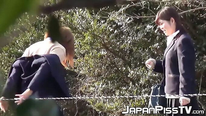 Japanese Schoolgirls Engage In Outdoor Pissing